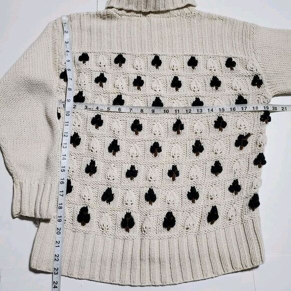 Vintage Jantzen Turtleneck Sweater Size M 3D Tree Knit 3/4 Sleeve Womens - Picture 7 of 11